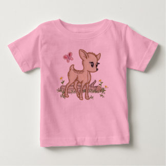 T-shirt Pour Bébé Bébé mignon cerf dans les bois avec papillon