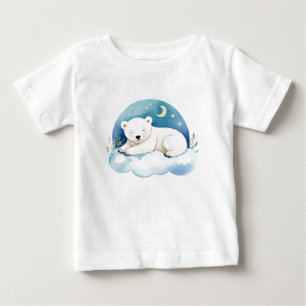 T-shirt Pour Bébé Bébé mignon Ours polaire sur la Lune -