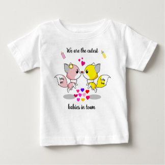 T-shirt Pour Bébé Bébé mignon renards s'embrasser avec des imprimés 