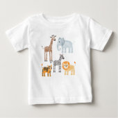 T-shirt Pour Bébé Bébé mignon Safari Aquarelle d'animal (Devant)