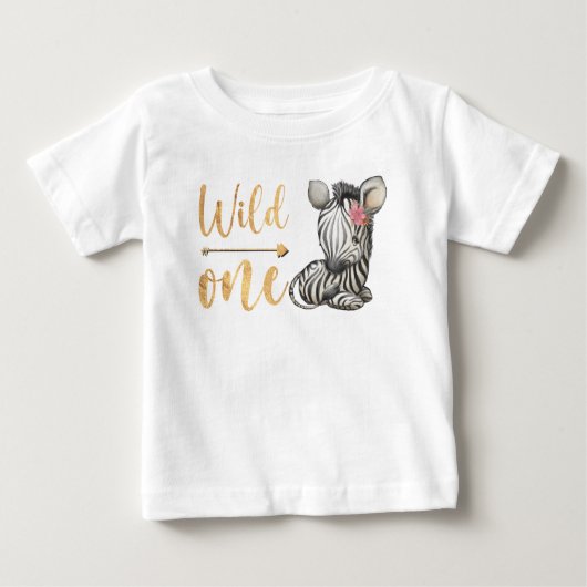 T-shirt Pour Bébé Bébé mignon Zebra Floral Wild One (Devant)