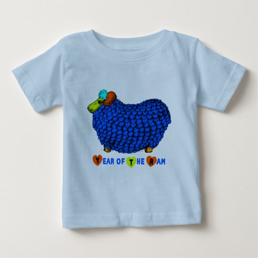 T-shirt Pour Bébé Bébé Né en chèvre bélier Année Bodysuit bleu (Devant)