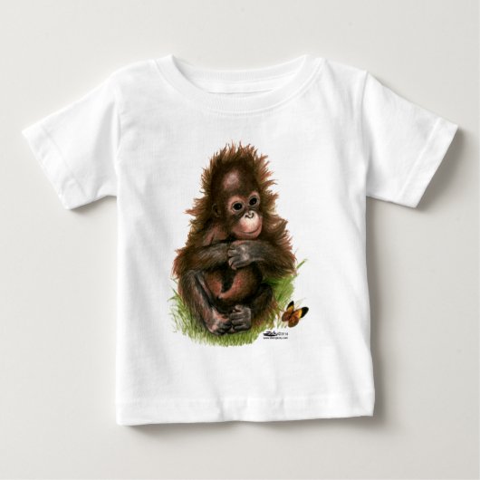 T-shirt Pour Bébé Bébé orang-outan et papillon (Devant)