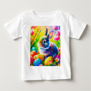 T-shirt Pour Bébé Bébé Peinture lapin de Pâques-91451