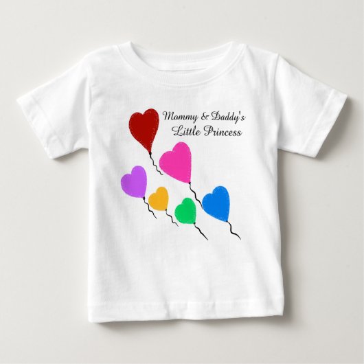 T-shirt Pour Bébé Bébé Petite Princesse Mignonne Ballons Coeur (Devant)