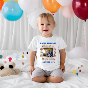 T-shirt Pour Bébé Bébé Photo Fête Animaux Thème Anniversaire