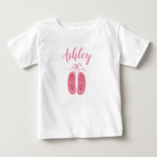 T-shirt Pour Bébé Bébé rose Fille Ballerina Ballet Toe Chaussures Da (Devant)