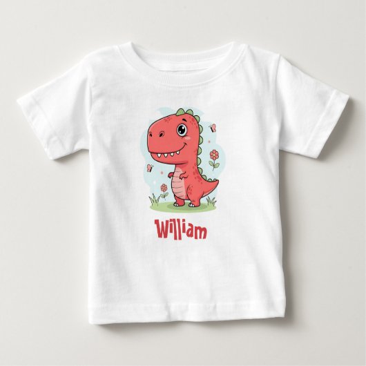 T-shirt Pour Bébé Bébé rouge mignon Dinosaur (Devant)