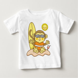 T-shirt Pour Bébé Bébé singe avec planche de surf