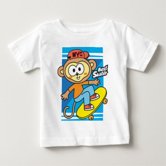 T-shirt Pour Bébé Bébé skateboard singe (Devant)