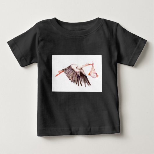 T-shirt Pour Bébé Bébé sur la cigogne (Devant)