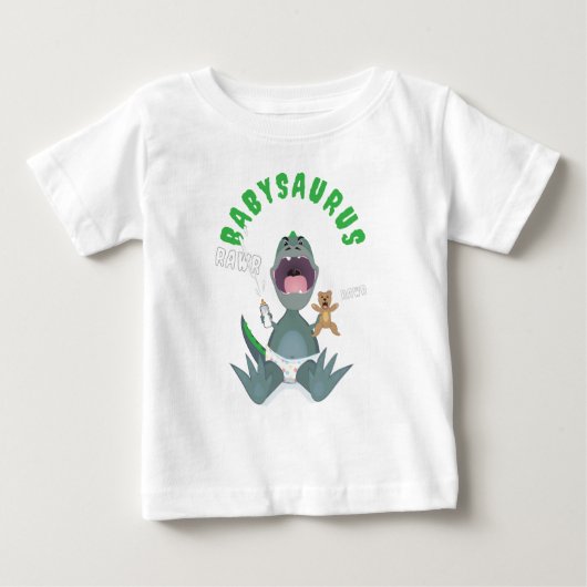 T-shirt Pour Bébé Bébé T-rex Babysaurus vert (Devant)