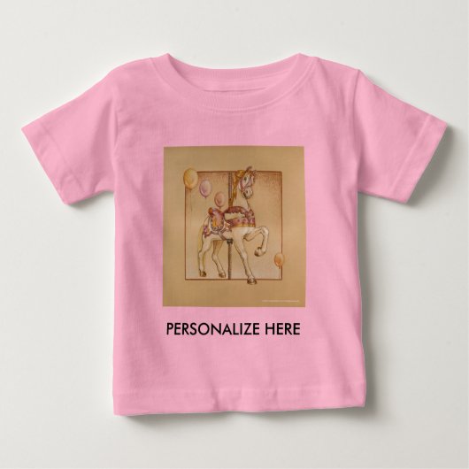 T-shirt Pour Bébé Bébé, Tee - shirt - Carrousel de poney pourpre (Devant)