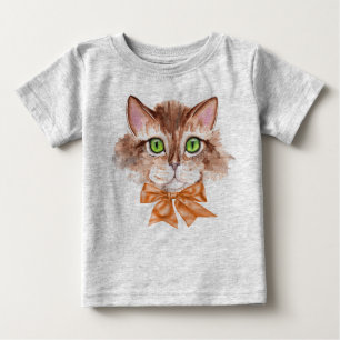 T-shirt Pour Bébé Bébé Tee - shirt garçon avec visage de chat
