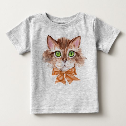 T-shirt Pour Bébé Bébé Tee - shirt garçon avec visage de chat (Devant)
