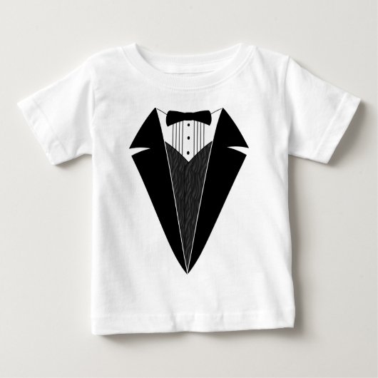 T-shirt Pour Bébé Bébé Tuxedo, Noir + Blanc (Devant)
