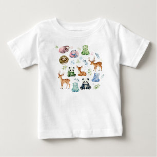 T-shirt Pour Bébé Bébés animaux mignons aquarelle