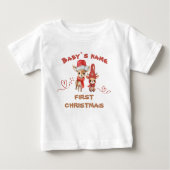 T-shirt Pour Bébé Bébés d'abord noël de mignons rennes chaleureux (Devant)