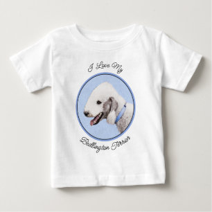 T-shirt Pour Bébé Bedlington Terrier Peinture - Art Chien original