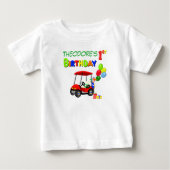 T-shirt Pour Bébé Belle 1er anniversaire Red Golf Cart Boy's (Devant)