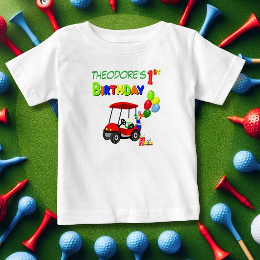 T-shirt Pour Bébé Belle 1er anniversaire Red Golf Cart Boy's