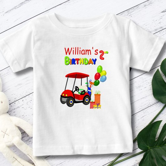 T-shirt Pour Bébé Belle 2e anniversaire Red Golf Cart Boy's