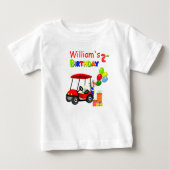 T-shirt Pour Bébé Belle 2e anniversaire Red Golf Cart Boy's (Devant)