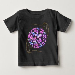 T-shirt Pour Bébé Belle Aquarelle Papillons avec Boule d'Or