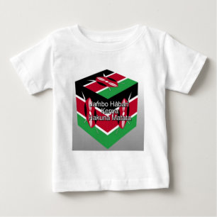 T-shirt Pour Bébé Belle Belle Cube Kenyane Drapeau avec salutation