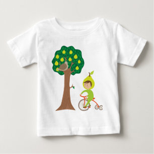 T-shirt Pour Bébé Belle fille à poires à vélo par un poirier