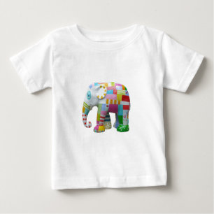 T-shirt Pour Bébé Belle mosaïque rétro éléphant