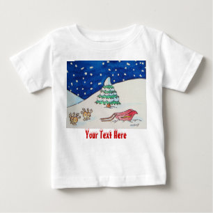 T-shirt Pour Bébé Belle scène de neige de rennes avec traîneau et ar