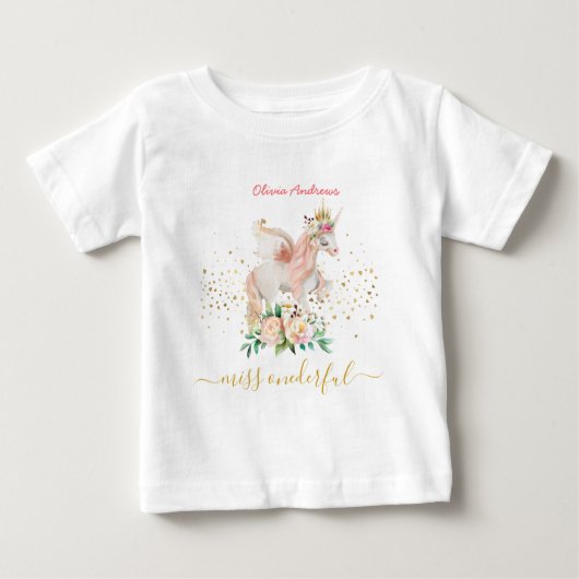 T-shirt Pour Bébé Belle Unicorne 1er anniversaire (Devant)