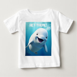 T-shirt Pour Bébé Béluga Baleine Cartoon bleu vert océan Arctique