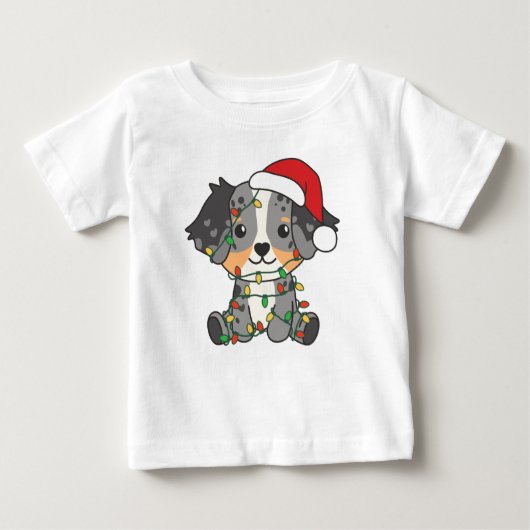 T-shirt Pour Bébé Berger australien Animaux d'hiver de Noël (Devant)