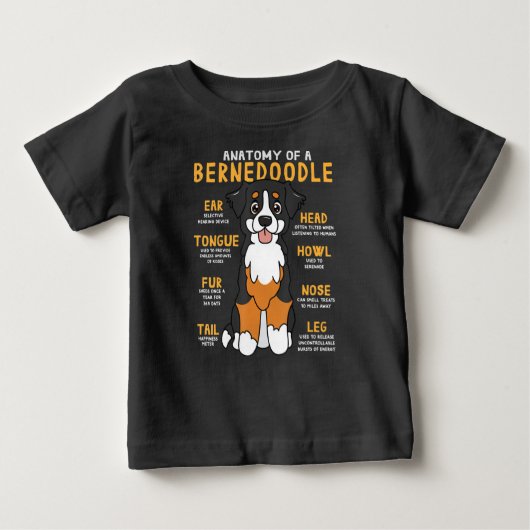 T-shirt Pour Bébé Bernedoodle Anatomie Funny Chien Maman Papa Mignon (Devant)