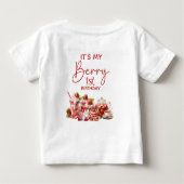 T-shirt Pour Bébé Berry 1er Anniversaire Cupcake aux fraises roses (Dos)