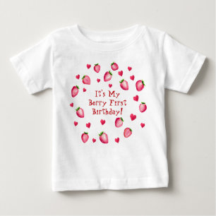 T-shirt Pour Bébé Berry First Birthday Party Coeurs fraises
