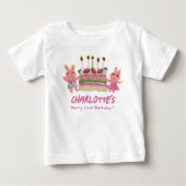 T-shirt Pour Bébé Berry First Happy Birthday Bunnies and Cake (Devant)