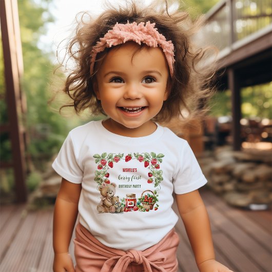 T-shirt Pour Bébé Berry First Strawberry et Bear Anniversaire