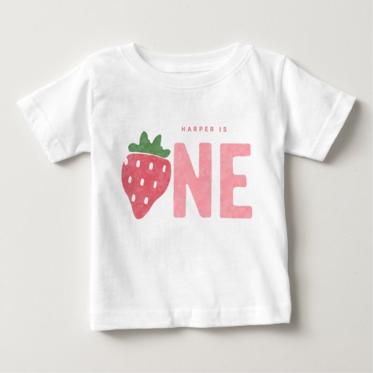 T-shirt Pour Bébé Berry fraise minimaliste Premier anniversaire (Devant)
