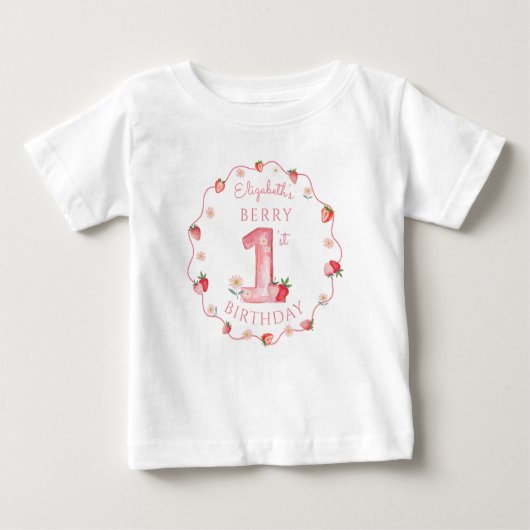 T-shirt Pour Bébé Berry fraise Premier anniversaire bébé (Devant)