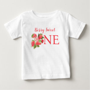 T-shirt Pour Bébé Berry Sweet Un Anniversaire Fraise Aquarelle