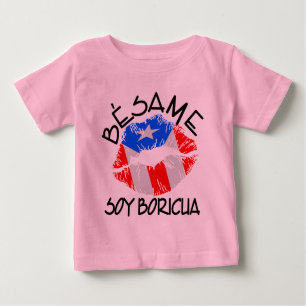 T-shirt Pour Bébé Besame Soy Boricua Kiss Me Je suis Portoricaine