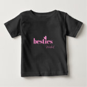 T-shirt Pour Bébé Bestie mignonne Bébé Fille Coeur Design Bébé rose  (Devant)