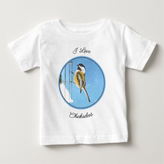 T-shirt Pour Bébé Bickadee sur la peinture d'alimentation - Oiseaux (Devant)