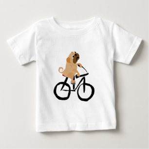 T-shirt Pour Bébé Bicyclette drôle d'équitation de chiot de carlin