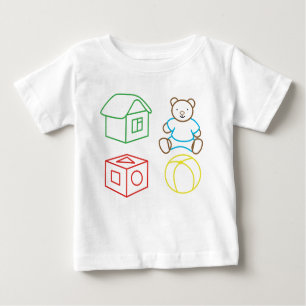 T-shirt Pour Bébé Bière de dessin, boule de maison, cube.