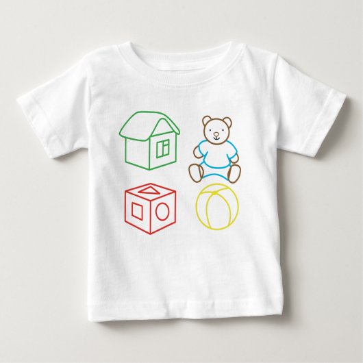 T-shirt Pour Bébé Bière de dessin, boule de maison, cube. (Devant)