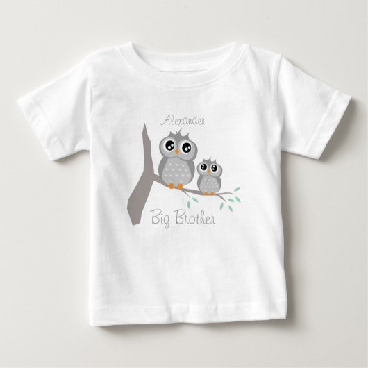 T-shirt Pour Bébé Big brother adjustable name with cute ows (Devant)